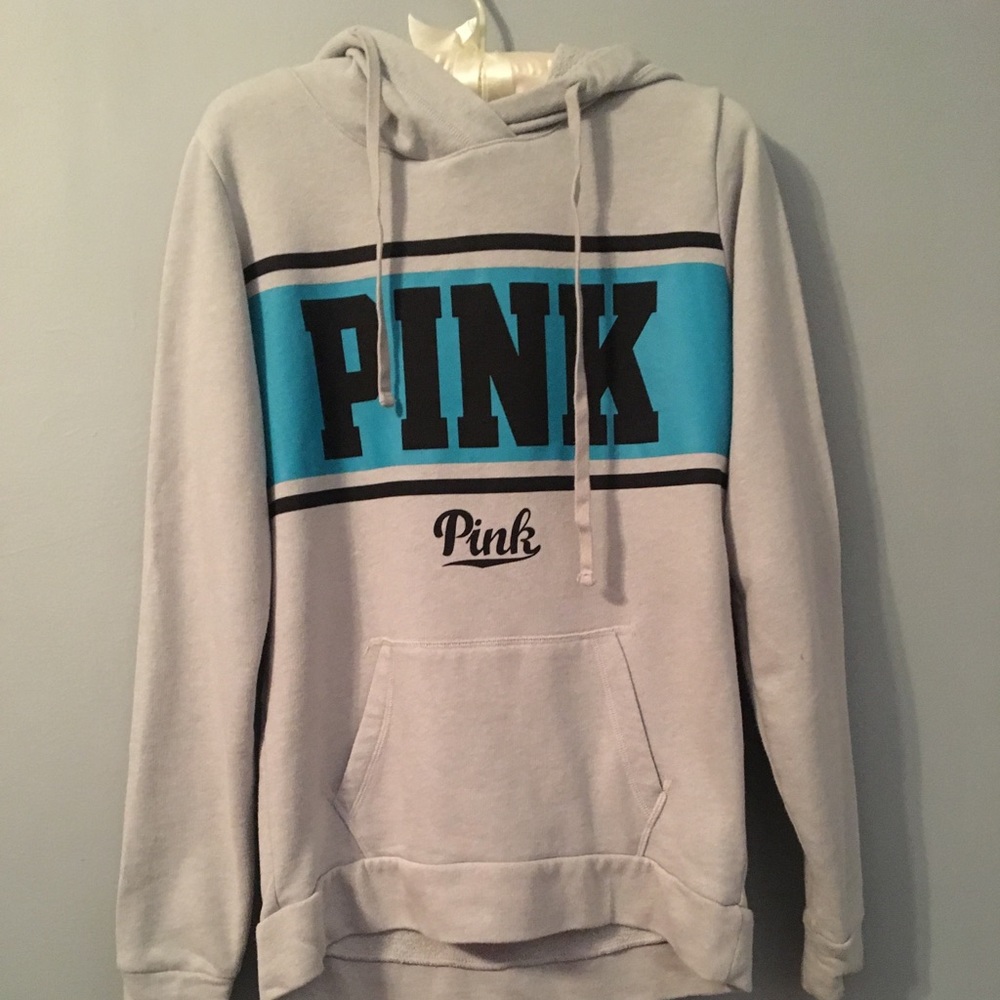 PINK grey, black and teal hoodie